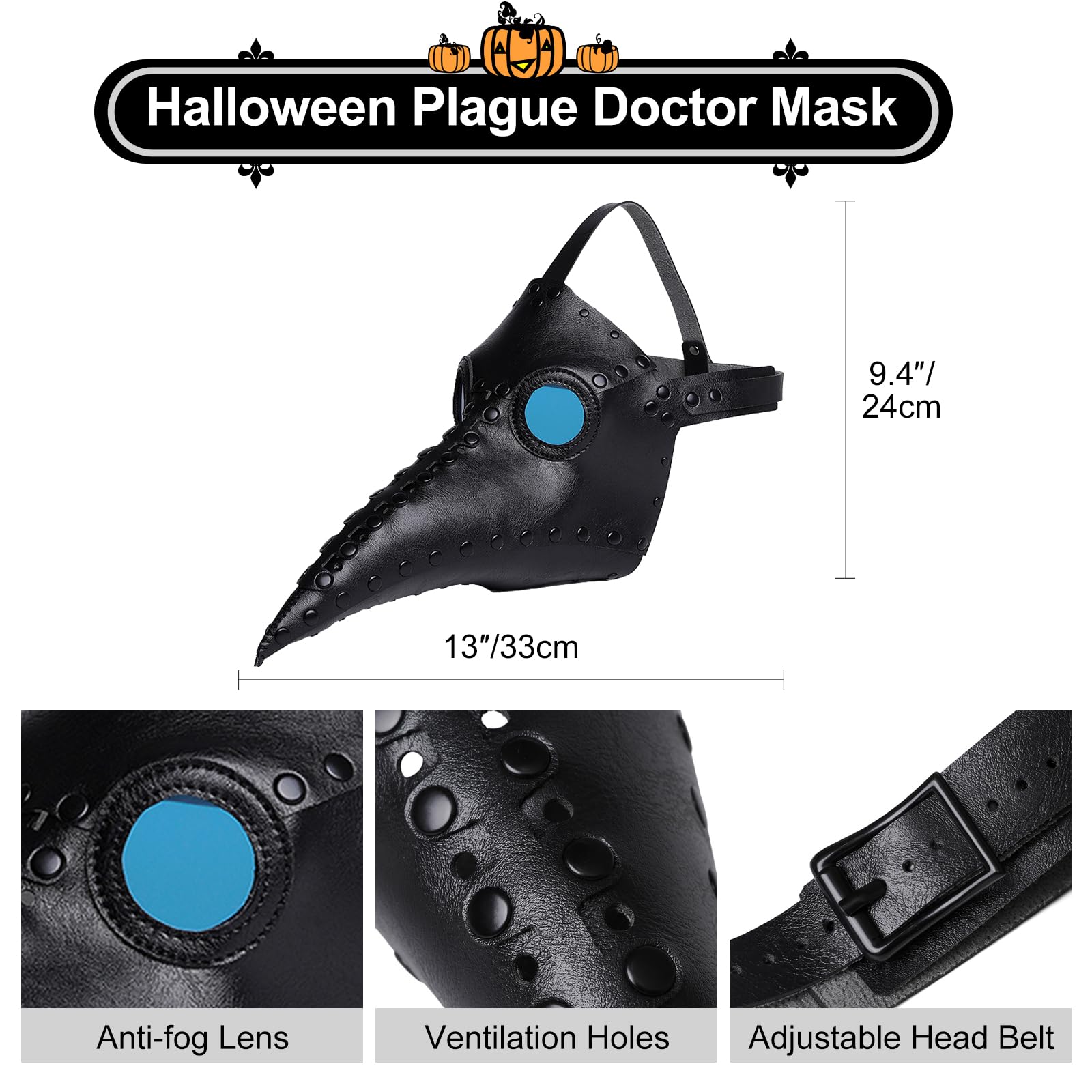 Halloween Plague Doctor Mask, Long Nose Beak Mask, Plague Doctor Costume, Halloween Beak Mask with Cloak - Image 3