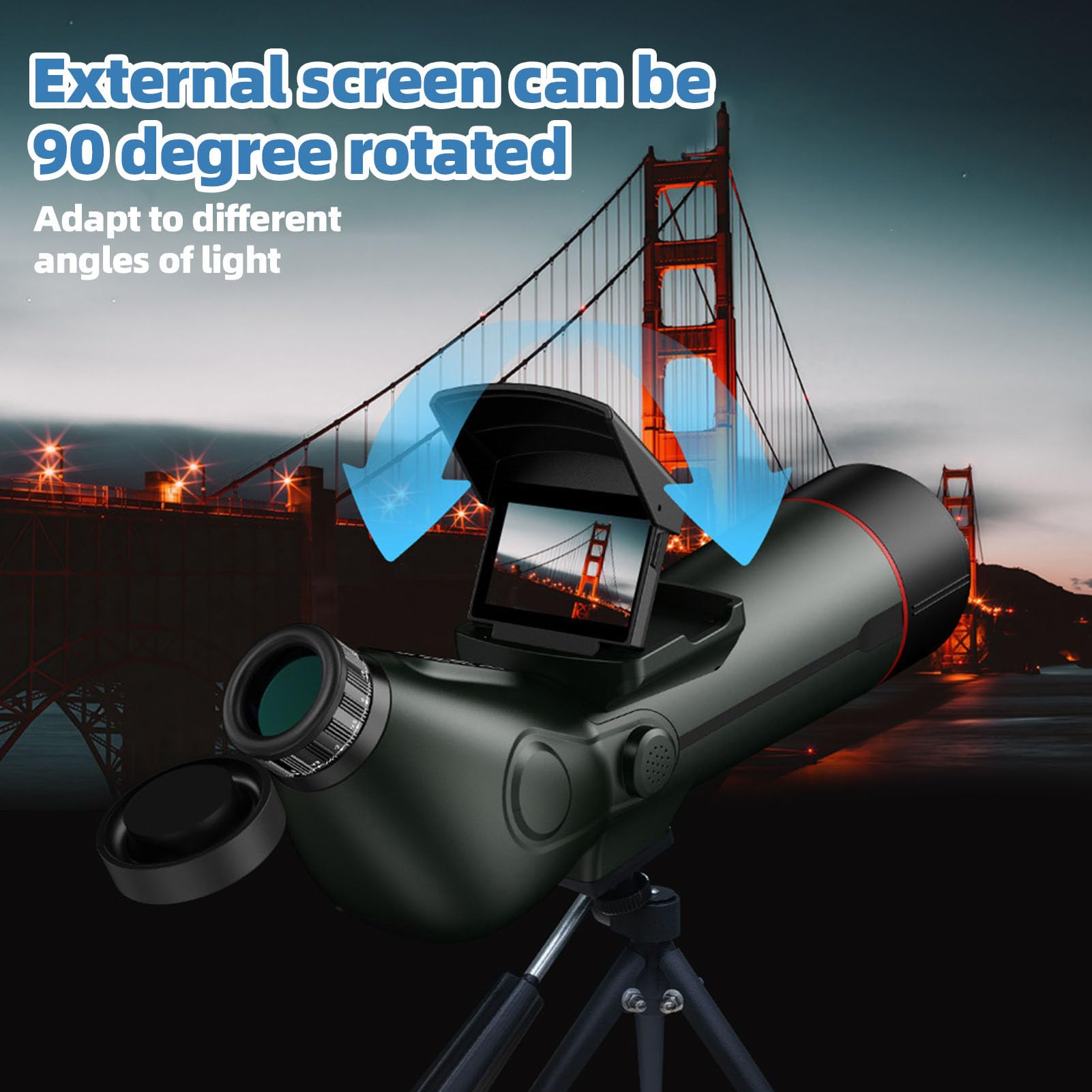 banapoy Repérant des Portées avec Trépied, Portée Spotter 4K avec écran Externe 2,8", Zoom Numérique 18x, Télescope Monoculaire pour L'observation des Oiseaux, Visualisation Faune