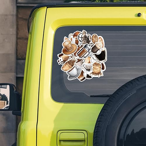 Miniatura 6 de GOLEEX Paquete de 20 calcomanías de vinilo impermeables para taza de café, para amantes de la cafetería, para niños, adultos, niños, niñas, casco