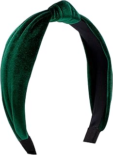 Wee Ones Girls' Velvet-Wrapped Headband with Knot, Handmade, For All Ages, One Size Fits Most, Forest Green