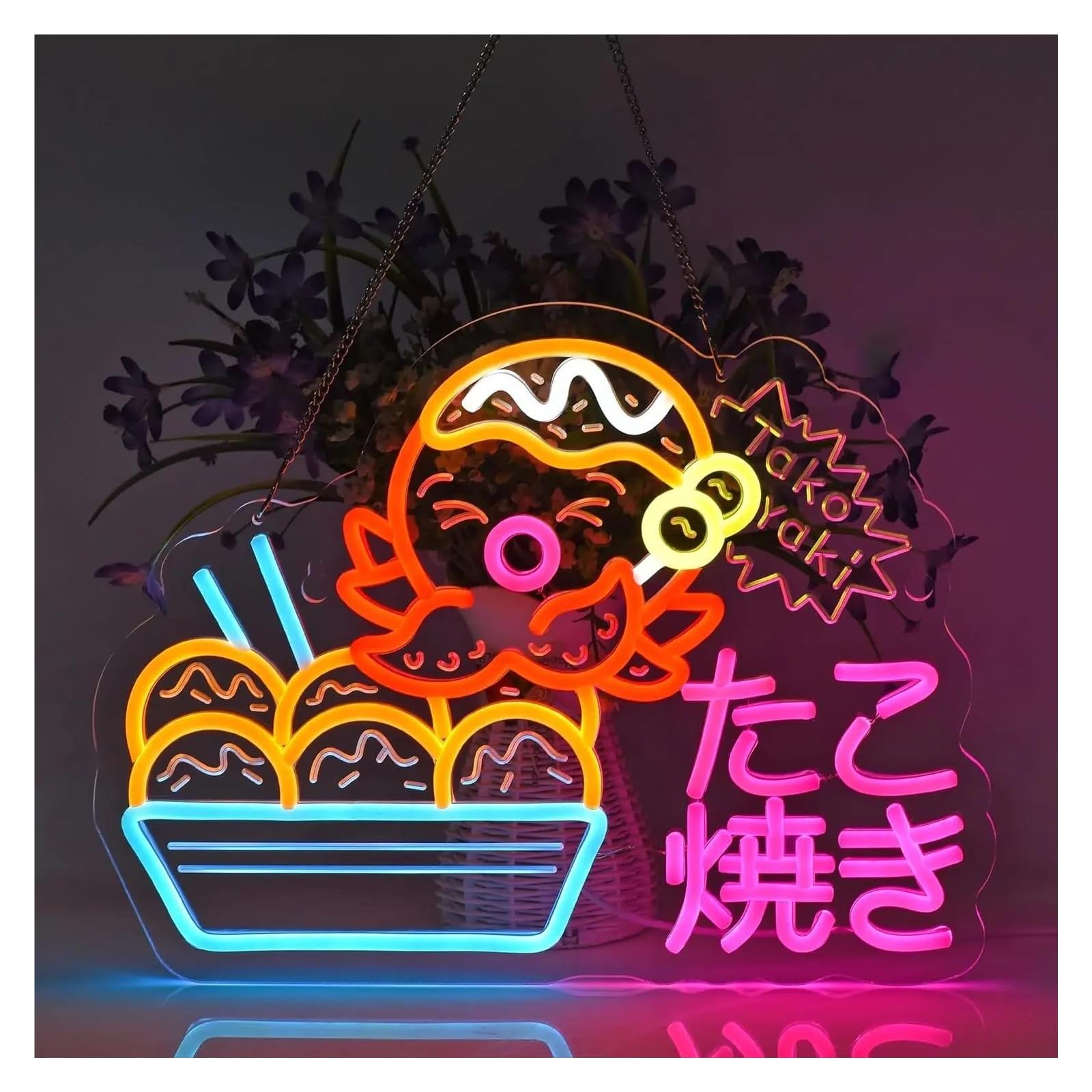 SHOUXI Sign Lamp Takoyaki Neon Lights for Bar Pub Restaturant Shop Market Decor 48x36cm