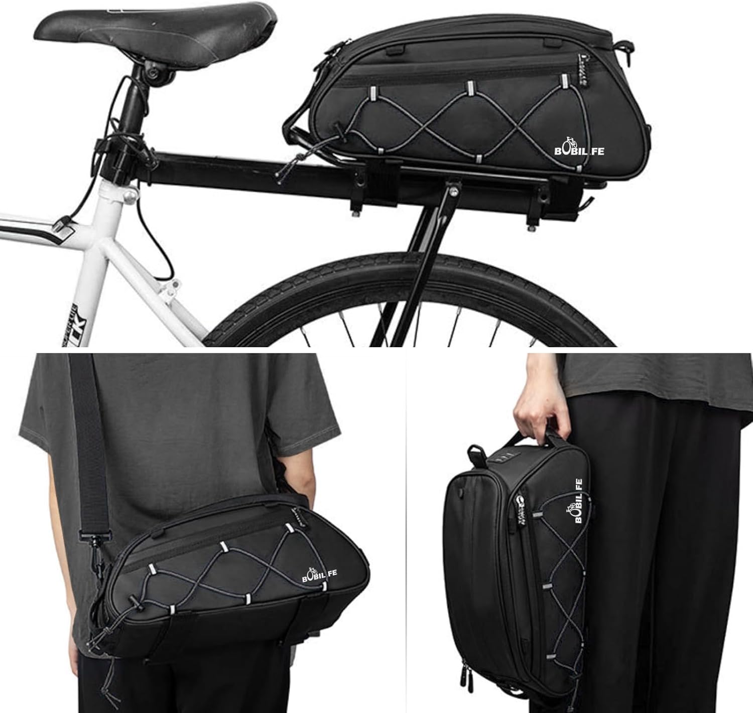 Bike Rear Rack Insulated Trunk Bag - 10L Large Capacity Waterproof Bicycle Travel Expedition Back Rack Seat Cargo Carrier Bag for Bicycle, E-Bike and Motorcycle (Side Bags No Included) Bike Rear Rack Insulated Trunk Bag - 10L Large Capacity Waterproof Bicycle Travel Expedition Back Rack Seat Cargo Carrier Bag for Bicycle, E-Bike and Motorcycle (Side Bags No Included)