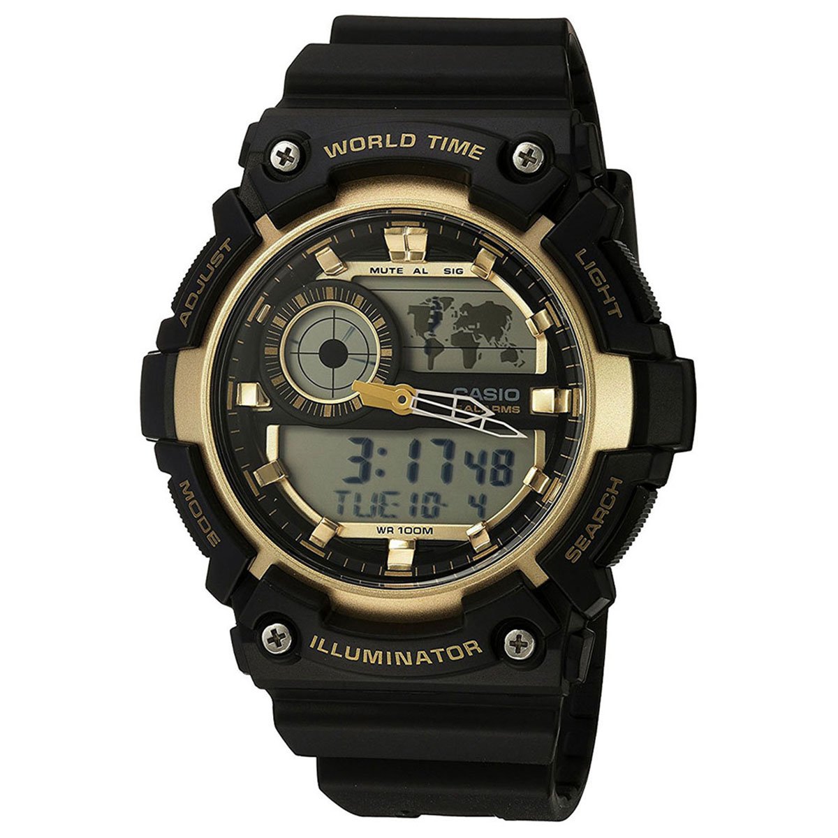 Casio AEQ-200W-9A Analog-Digital Watch front view