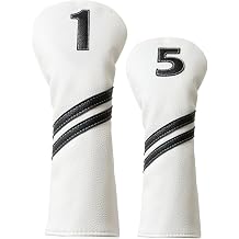 Golf Head Covers for Driver and 5 Wood - PU Leather Golf Headcovers Fits Standard 460cc Driver and Fairway Woods Head Golf Club