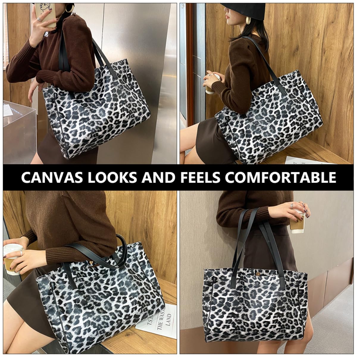 Gatuida Bolso de Hombro Diseño Único y Moderno Estampado de Leopardo para Mujer Gran Capacidad Reutilizable de Pu Adecuado para Uso Casual y Compras