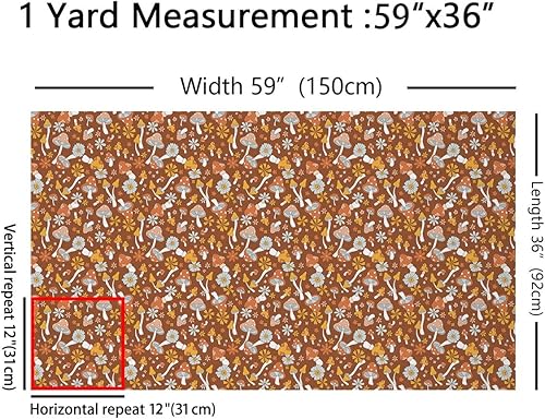 Miniatura 2 de The Yard - Tela de hongos de dibujos animados estilo granja, plantas rústicas, tela para decoración de sillas, regalos de bricolaje, decoración del