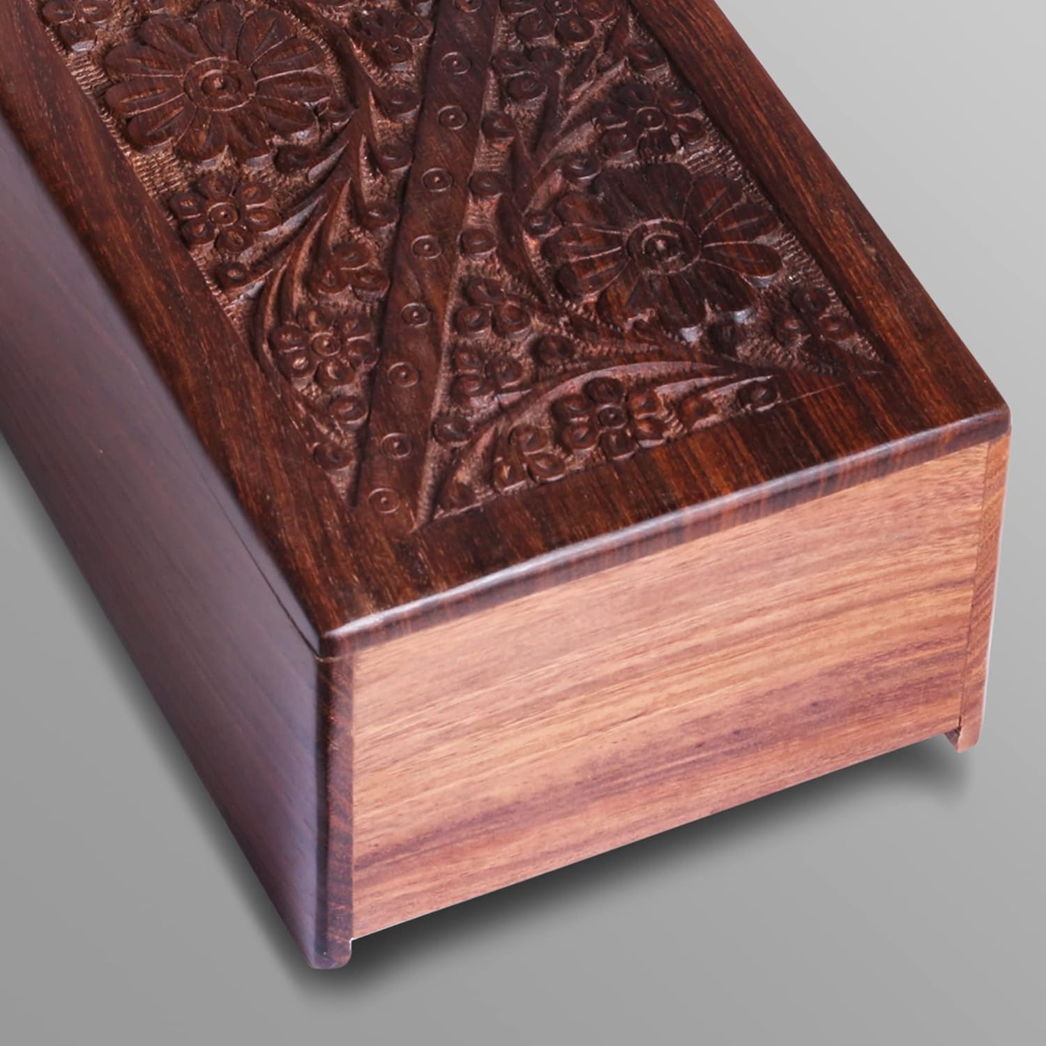 Wooden Urn Box for Human Ashes, Cremation Funeral Urns Hand Carving Decorative Urns for Pet Memorial & Adult, Keepsake (Medium)