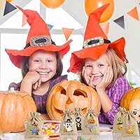 Vista 6 de LOKIPA 36 bolsas de regalo de arpillera de Halloween con cordón pequeñas bolsas de yute para niños y adultos, suministros de fiesta