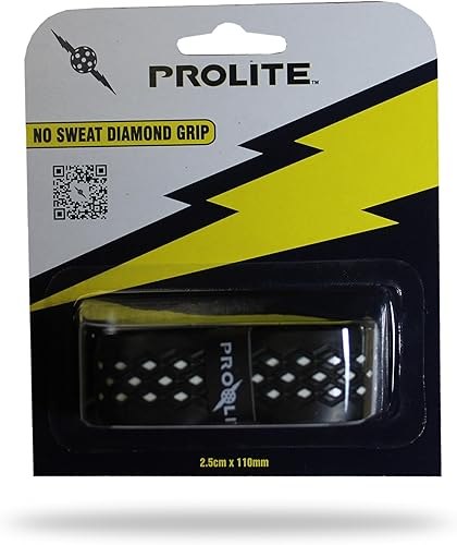 PROLITE Agarre de diamante sin sudor (base blanca) para palas de pickleball, raquetball, squash, tenis de plataforma, bádminton y más