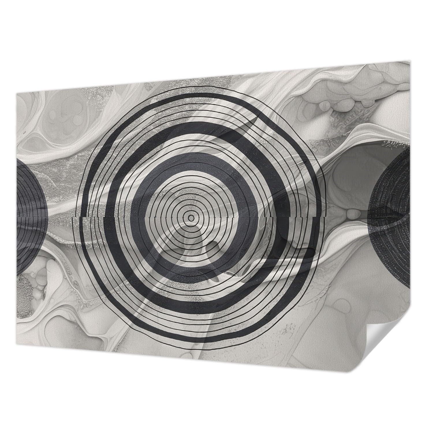 Papier Peint Adhésif Anti-Taches Cercles Gris Tulup pour Rénover un Mur de Chambre Facilement