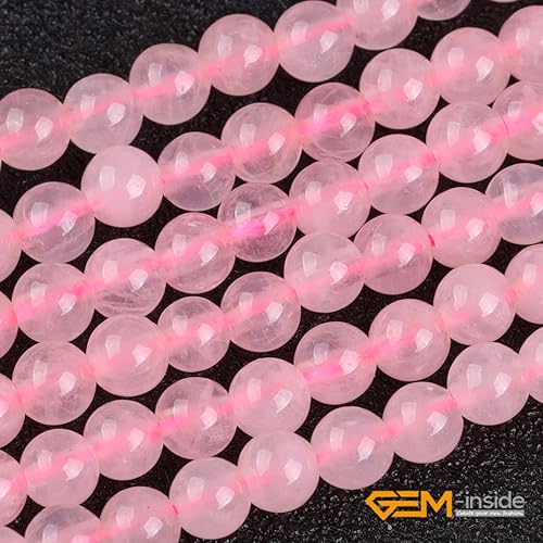 Miniatura 3 de GEM-Inside - Cuentas sueltas de cuarzo rosa de 0.157 pulgadas (0.157 in), cuentas redondas naturales para hacer joyas para adultos, 15 pulgadas