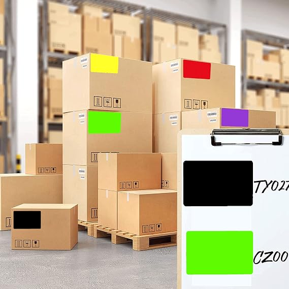 Well Tile 2 x 3 Black Rectangle Color Coding Labels - Square Color-Code Stickers Permanent Adhesive, Write-On Surface - 250 Labels/per Roll