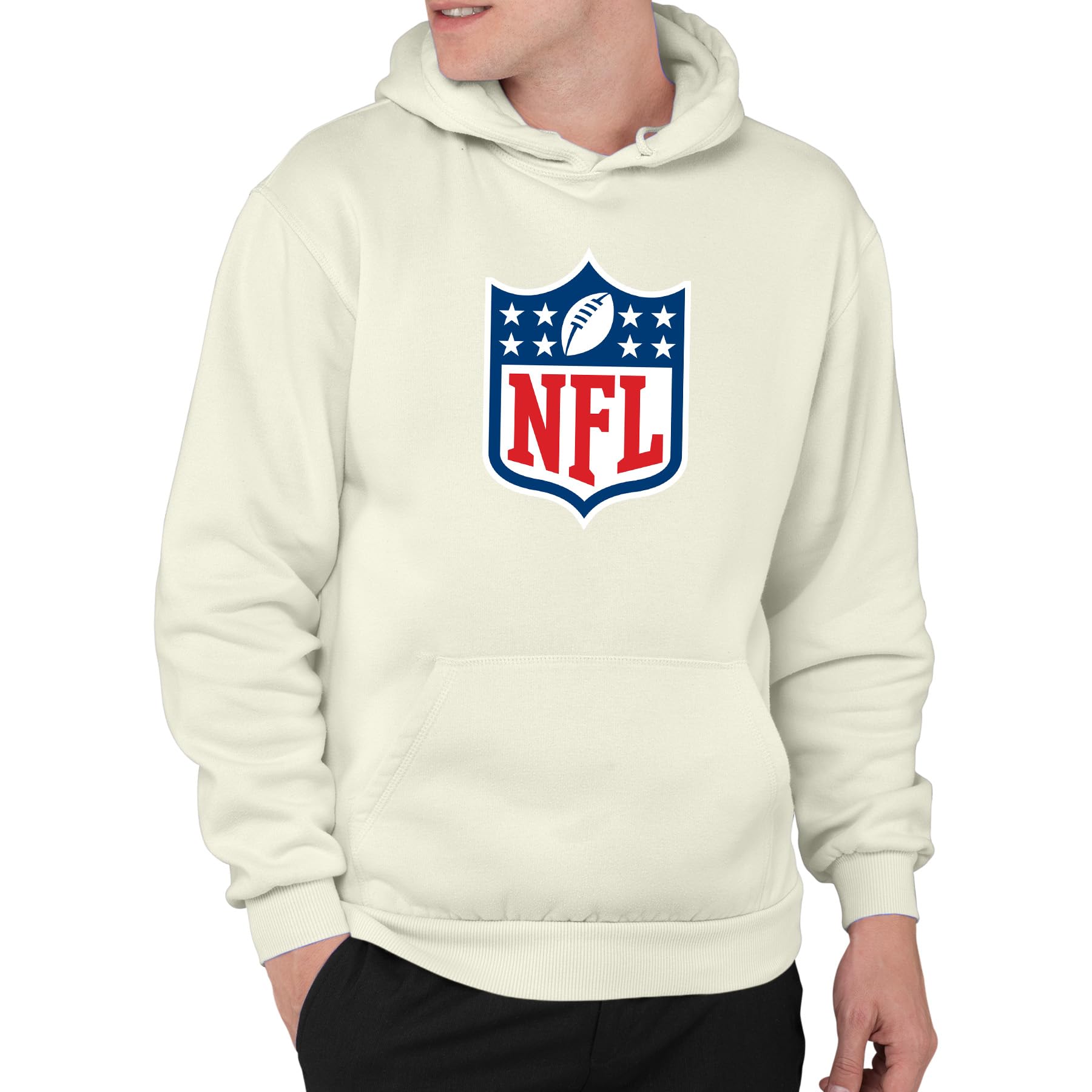Junk Food Clothing x NFL - Shield Full Color - Unisex Adult Hoodie for Men and Women - Cream - Size Medium