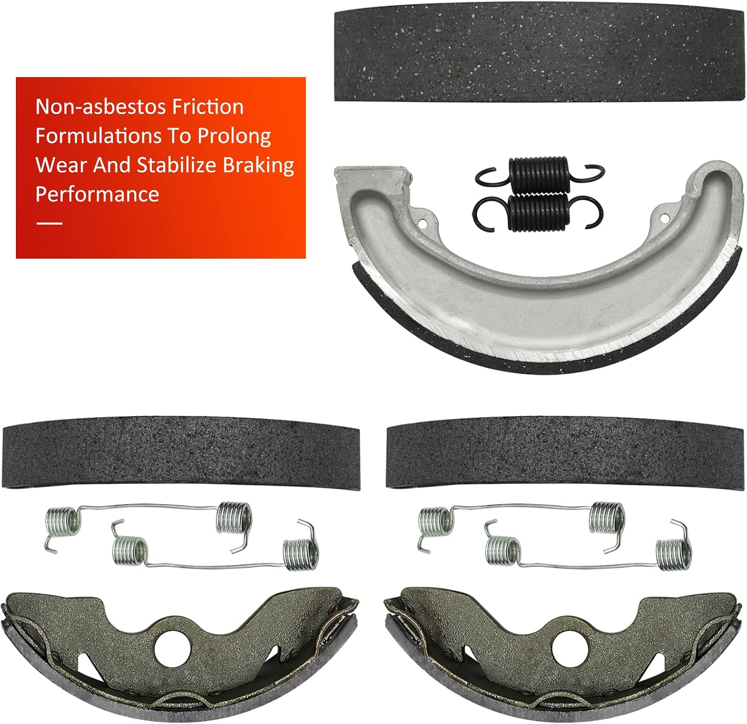 Front Left Right & Rear Brake Shoes for Honda TRX300 2x4 Fourtrax 300 1988-2000, OEM# 06450-HC4-900 06430-HM5-A80