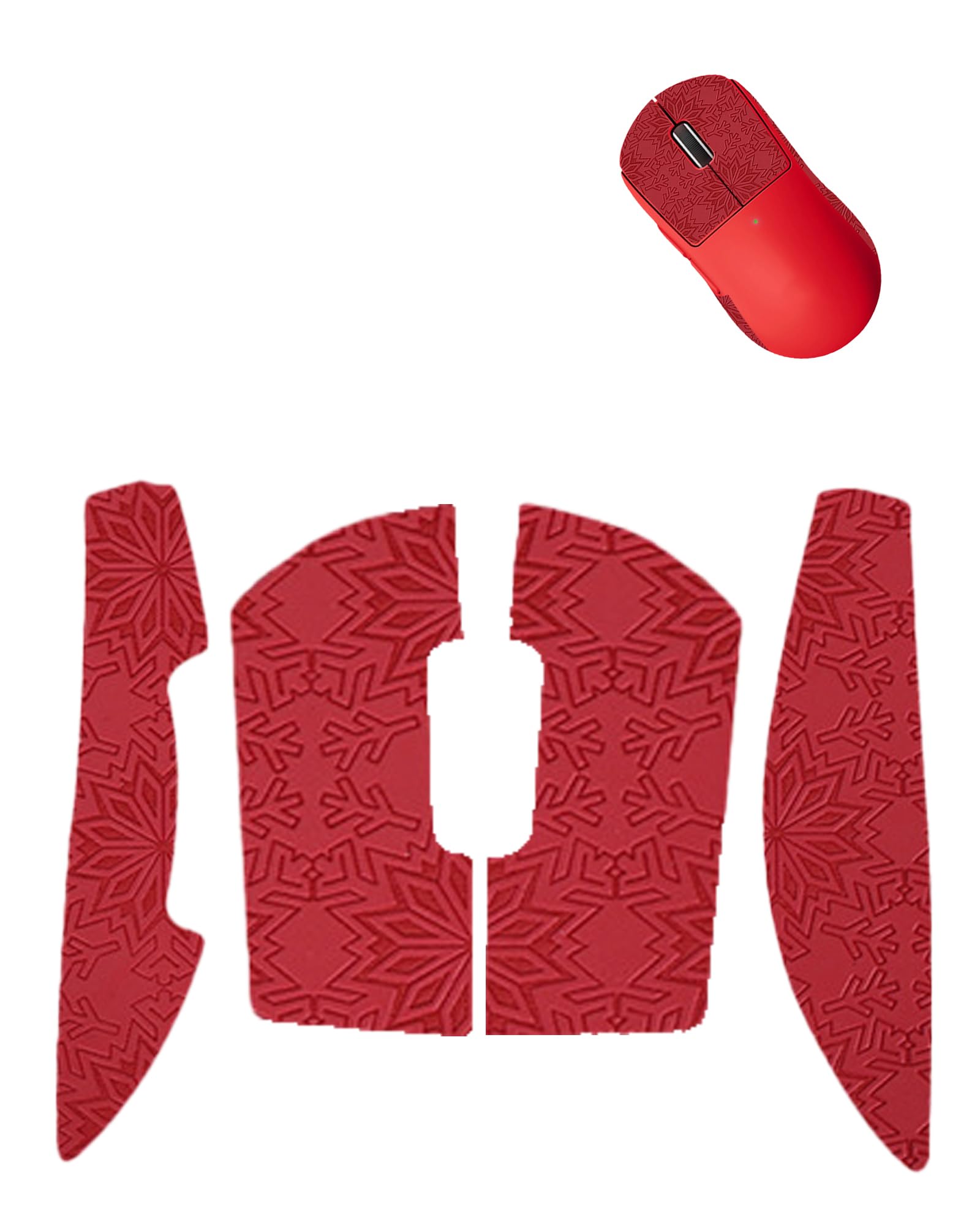 Anti-Slip Grip Tape for Logitech G PRO X Superlight 2 Mouse,Ultra-Thin Sweat-Absorbing Mouse Skin Sticker Set,Washable Reusable Non-Slip Grip for Esports Gaming Control,Red Snowflake Pattern