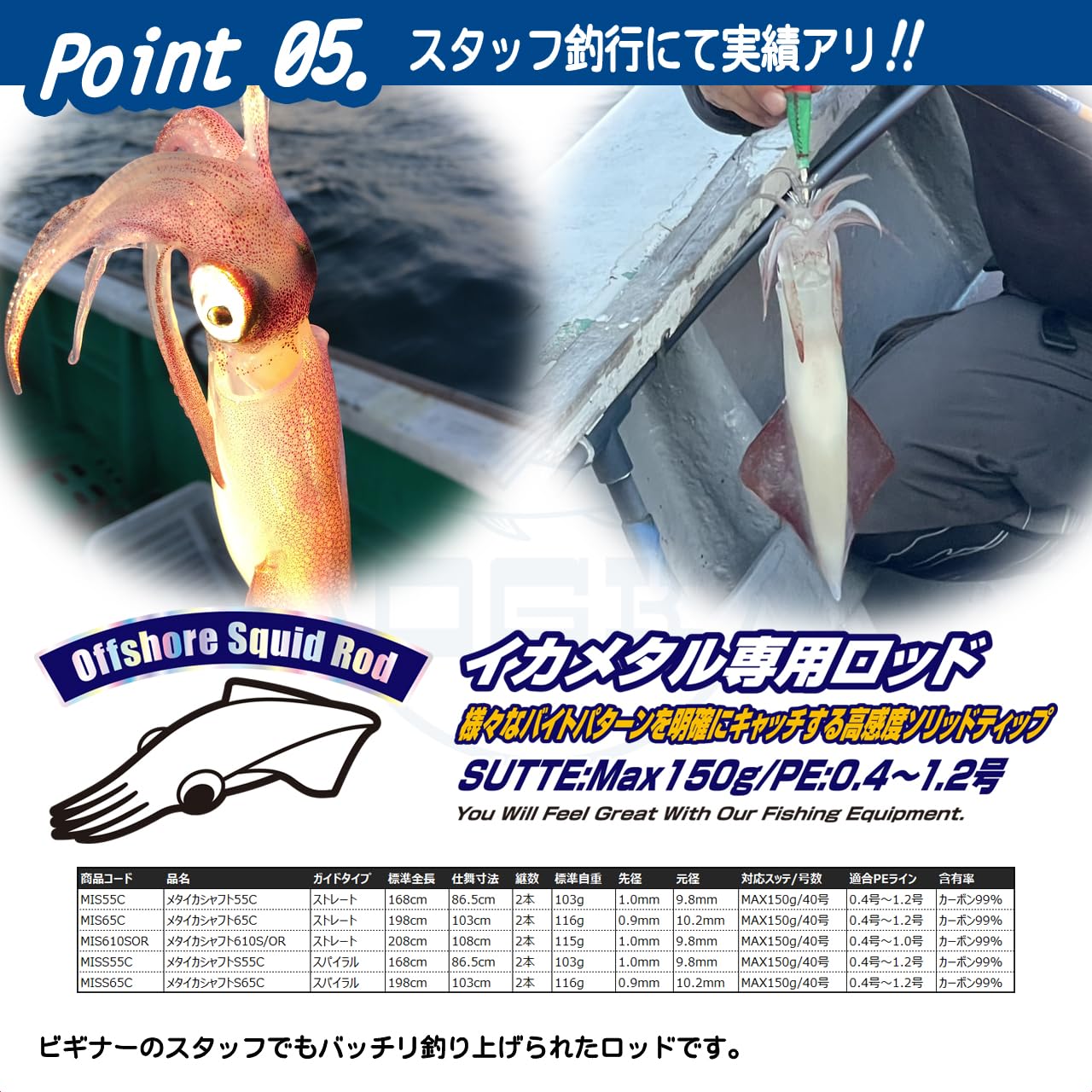 【新着商品】大阪漁具(OGK) メタイカシャフト 65C/55C/610S イカ Amazon | オージーケー(Ogk) イカ用ロッド/高感度ソリッドティップ