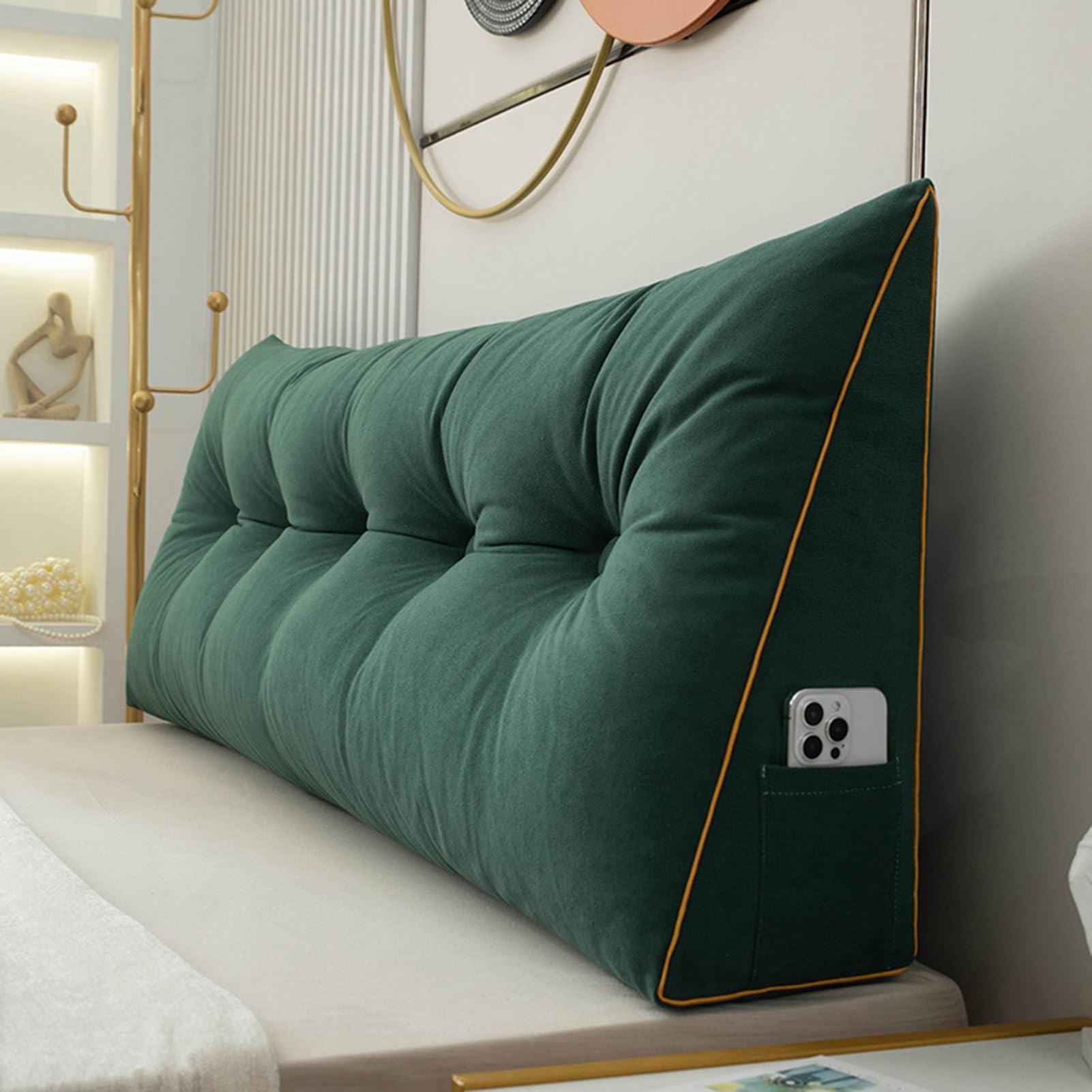 BaoTom Back Cushion for Bed Couch Reading Cushion, Wedge Cushion Headboard Bed, Cushion Bed Backrest, Book Cushion Lumbar Cushion Bed, Support Cushion for Reading Height of 50cm(Dark green,200*50*20cm