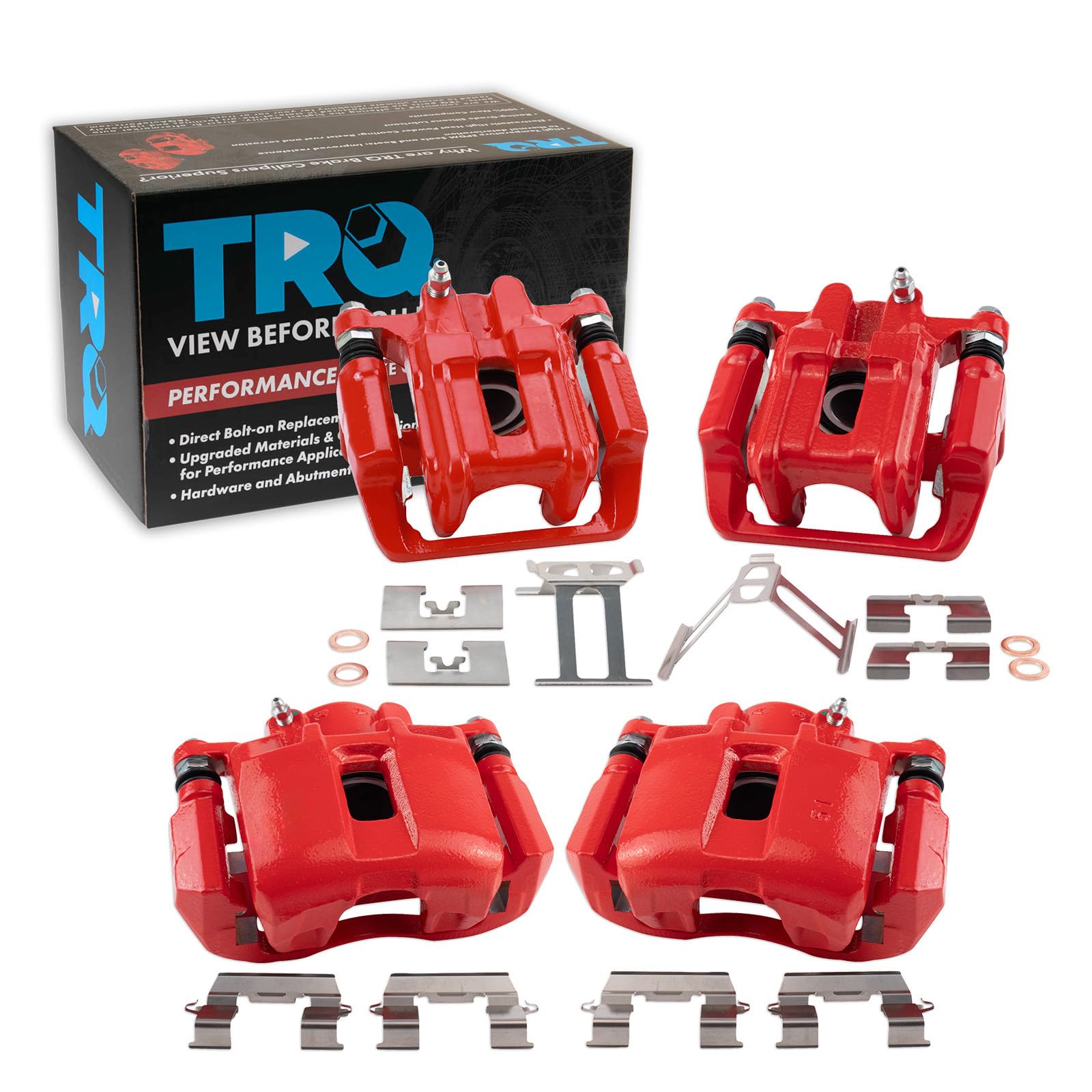 TRQ Performance Front and Rear Brake Caliper Set Coated Brackets Compatible with 2001-2003 Acura CL 1999-2008 Acura TL