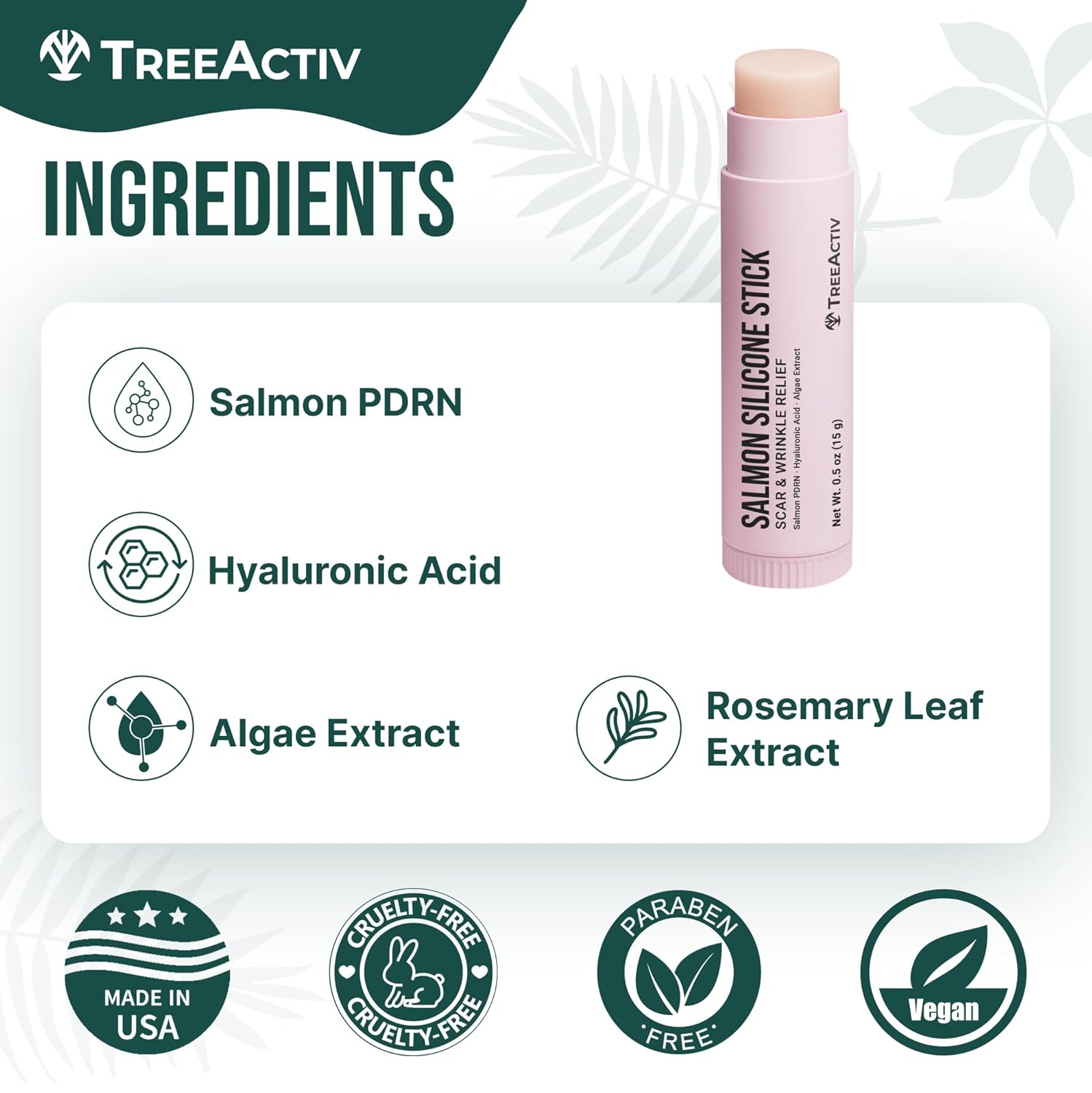 Silicone Scar Stick Lightweight Silicone Balm with Salmon PDRN, Hyaluronic Acid & Algae Extract Easy-to-Use Scar Care Stick for Smoother Looking Skin, 0.5 oz - Image 5