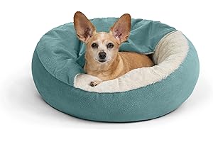 Best Friends by Sheri Cozy Cuddler Hooded Pet Bed with Attached Blanket in Tide Pool