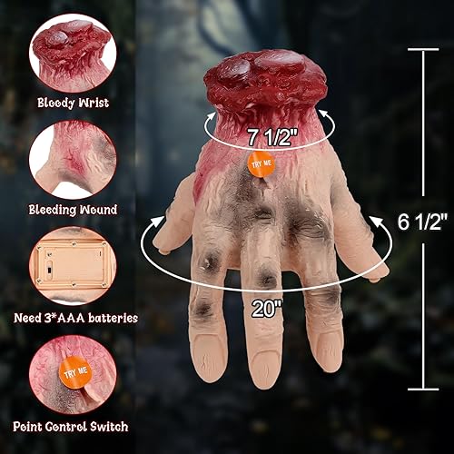 Miniatura 3 de Decoración de Halloween la mano de Halloween puede mover la mano, mano gateando para fiesta de Halloween y decoración de cosplay, regalo de
