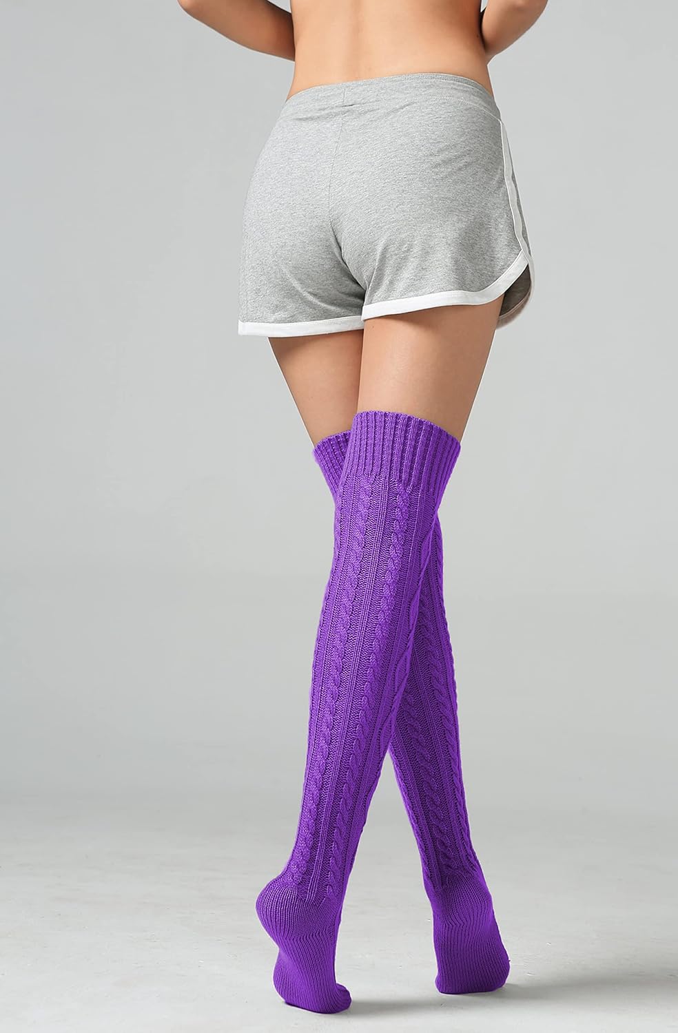 SherryDC Women's Cable Knit Thigh High Boot Socks Extra Long Winter Stockings Leg Warmers - Image 3