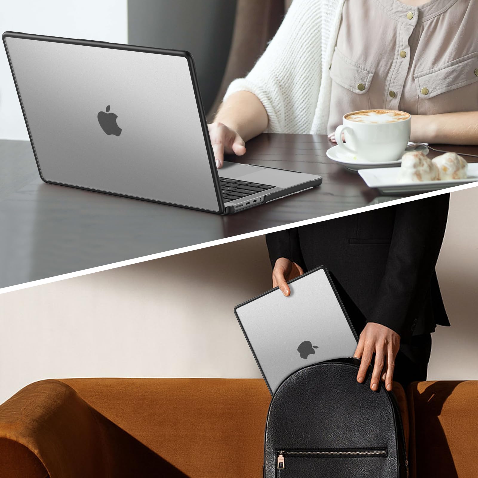 Fintie Etui kompatybilne z MacBook Pro 14'' (2026-2021) M5 M4 M3 M2 M1 Pro/Max A3426 A3427 A3434 A3112 A3401 A3185 A2992 A2918 A2779, TPU krawędź i matowe Twarde etui ochronne, przezroczyste