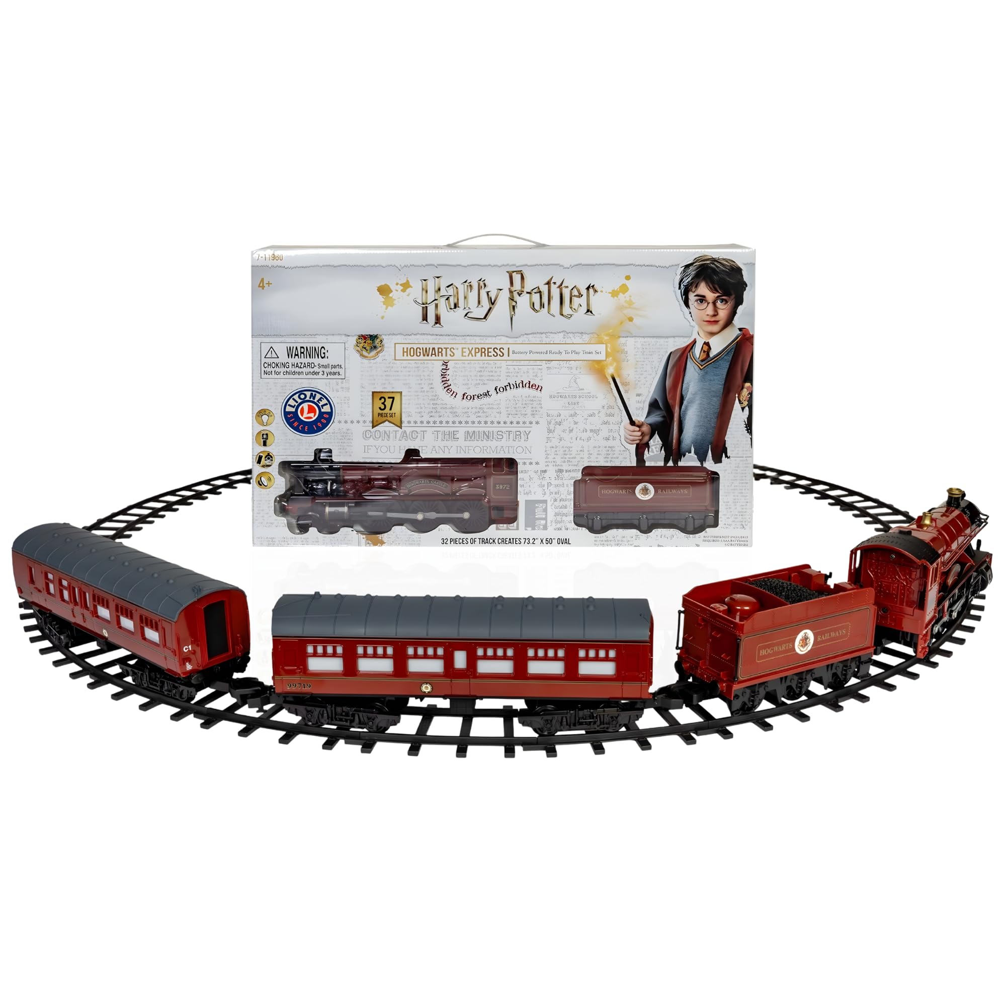 Lionel Harry Potter Hogwarts Express Ready to Play Model Train Set with Track | Battery-powered 4-6-0 set with Lights, Sound Effects and Remote, Black, Dark Red, Gold