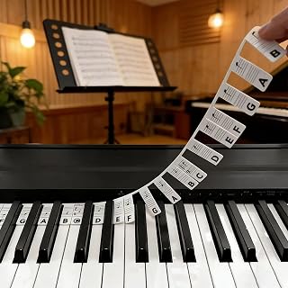 Silicone Piano Keyboard Stickers, Removable 88 Key Note Labels with Double Staff Guide, Reusable Learning Tool for Grand & Digital Pianos.