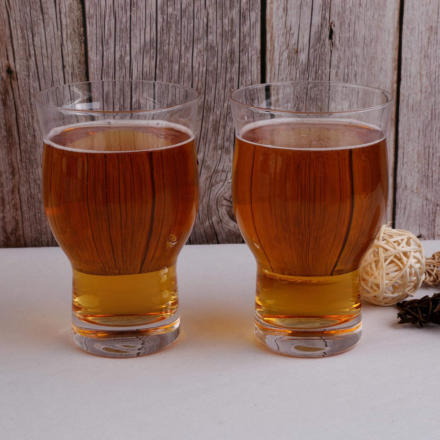 ZQXJWF 2 Pcs 20.3oz Beer Glasses Set, Thick Base Craft Beer Glass with Unique Curved Design, Durable Clear Pint Glasses for IPA, Lager, Ale, Soda, Perfect for Bar, Home, Party (clear-2pcs)