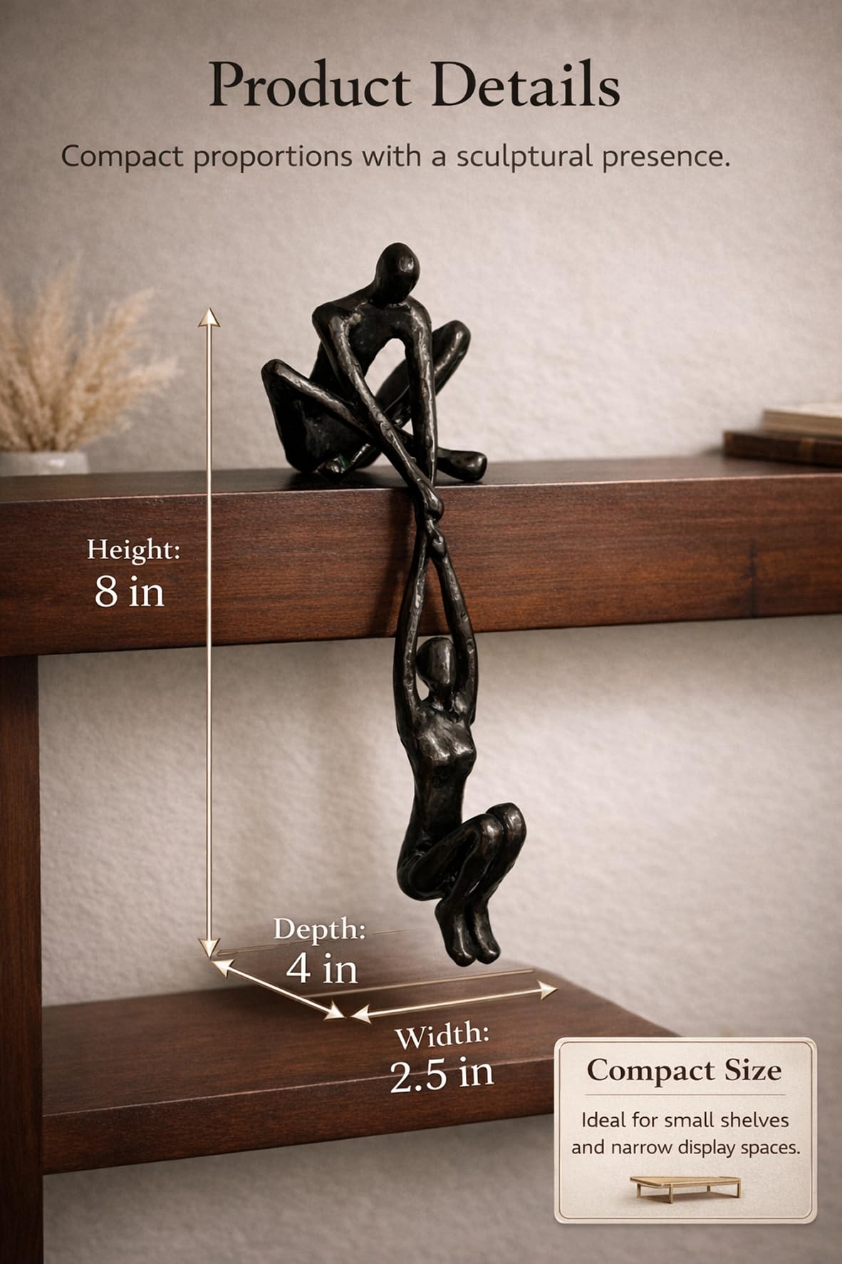 YiYa Metalen wanddecoratie, 4 stuks, geometrische wanddecoratie, zwart, minimalistisch, verticaal, abstracte muurkunst voor thuis, woonkamer, slaapkamer (geometrie
