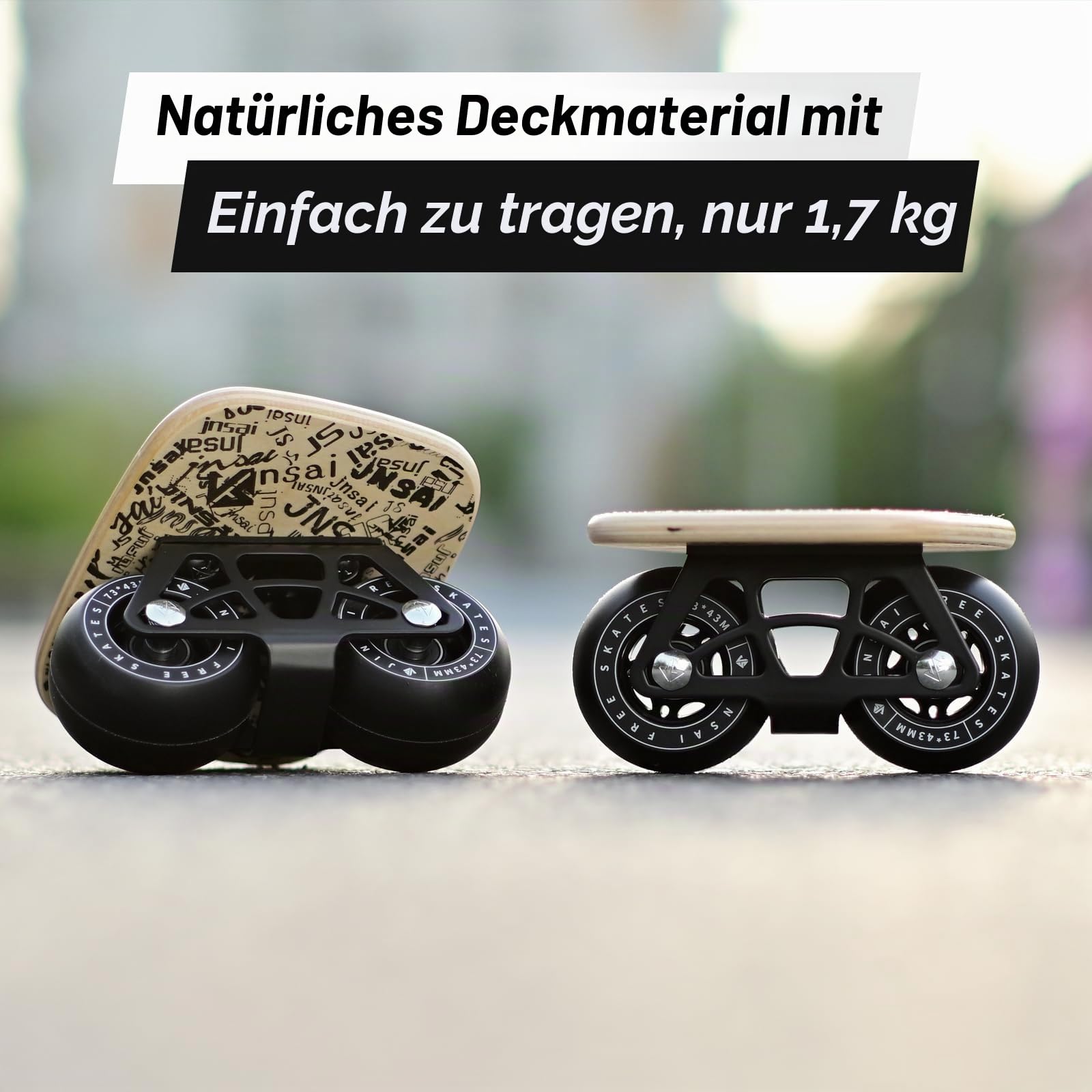FreeSkates Tragbare Rollschuhe mit Ahorn-Deck, rutschfest, geteiltes Skateboard mit PU-Rädern, High-End-Kugellager (Farbrad)