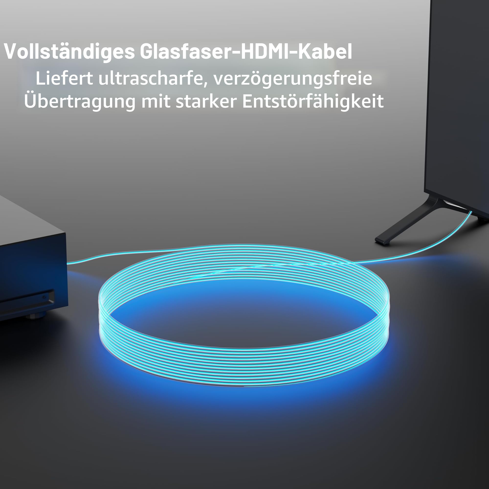 RUIPRO 8K HDMI 2.1 Kabel mit abnehmbarem Stecker aus reiner Glasfaser, 15 m, armiert, Ultra High Speed 48 Gbit/s, 8K@60Hz, 4K@120Hz, Dynamic HDR, eARC, für Leerrohre, Xbox, Beamer, RTX 3080/4090