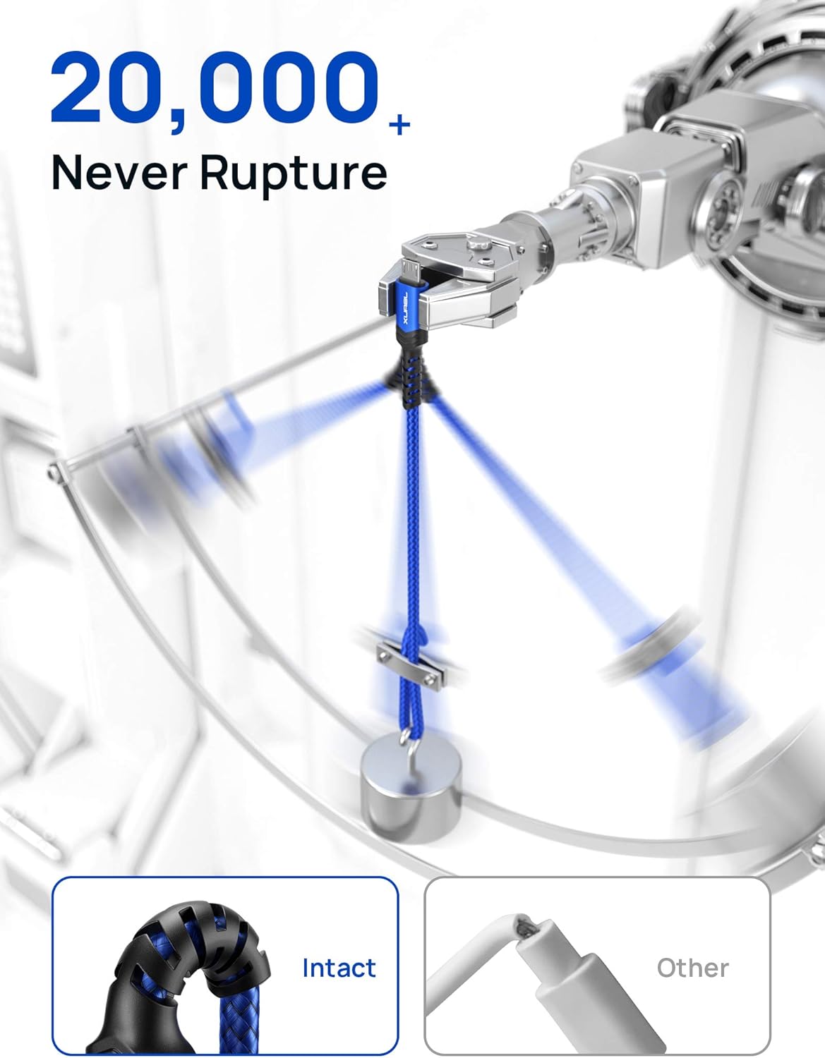 JSAUX Micro USB Cable for Android, (2-Pack 6.6FT) Kindle Charger Cord Replacement, Nylon Braided USB Micro Charging Cable Compatible with Galaxy S7 S6 J7 Edge Note 5, Kindle, MP3-Blue