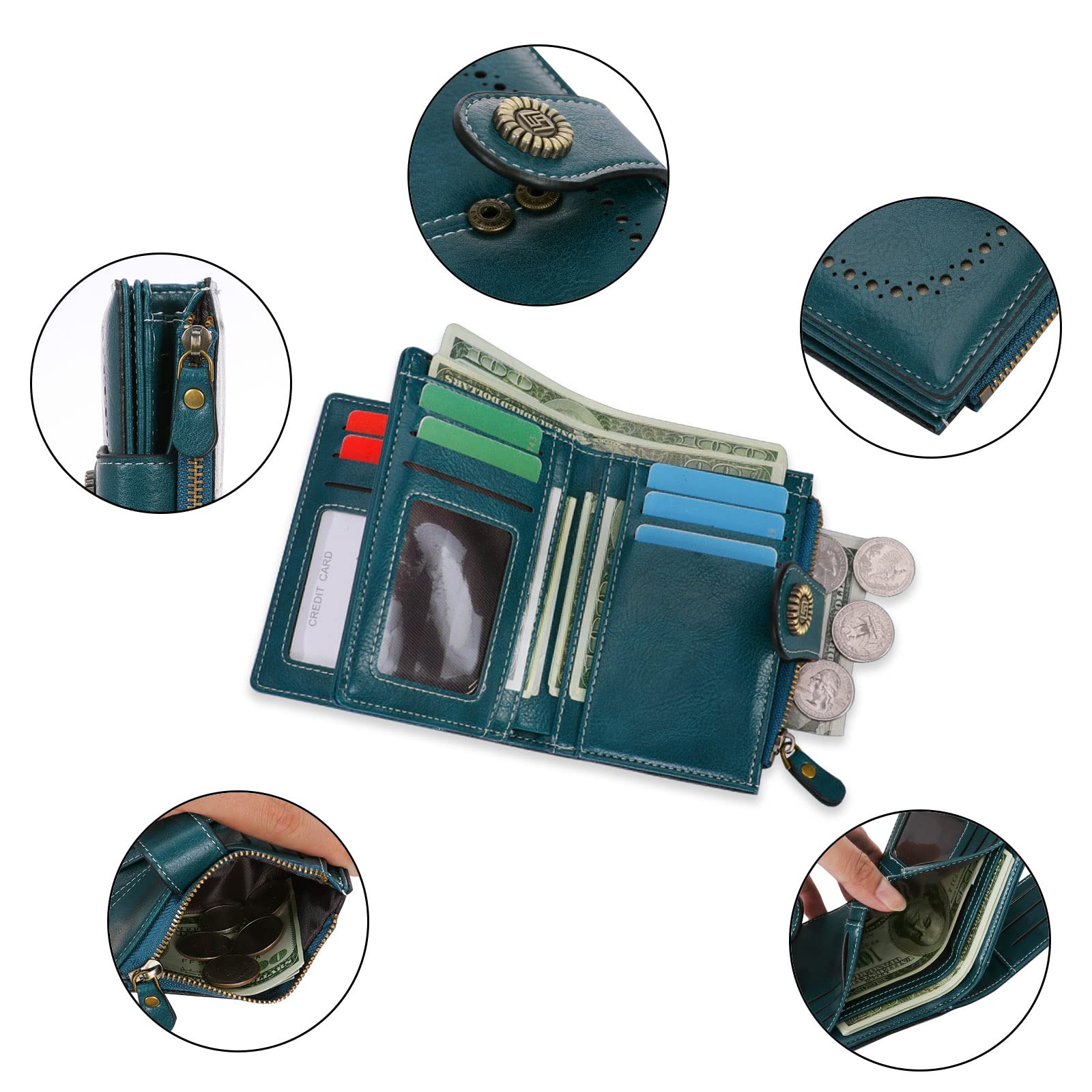 HUA ANGEL Donna Lunga Clutch Portafoglio Grande Capacità Cerniera Portamonete Borsa per Cellulare Pelle PU Pochette da Polso con Multiple Slot per Schede Carte di Credito Contanti Fatture