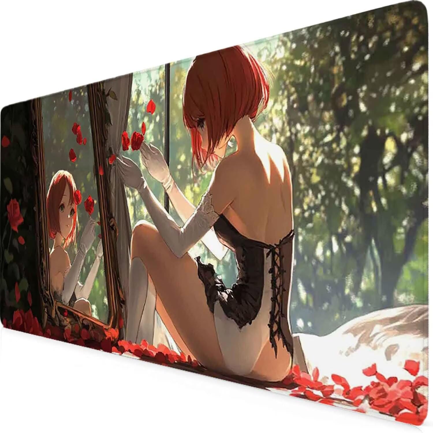 Czerwona podkładka pod mysz kreskówka XXL podkładka pod mysz 1200 x 600 mm podkładka pod mysz ze zszytymi krawędziami i gumową podstawą antypoślizgowa podkładka pod mysz XXL do komputera, laptopa