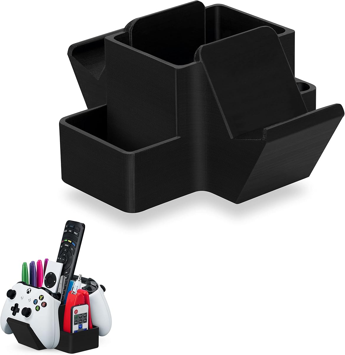 BRAINWAVZ Dual Game Controller, TV Remote Control & Stationary Storage Desktop Organizer Holder, Universal Design for Xbox ONE PS5 PS4 PC Gamepads, Reduce Clutter (D03) : Office Products