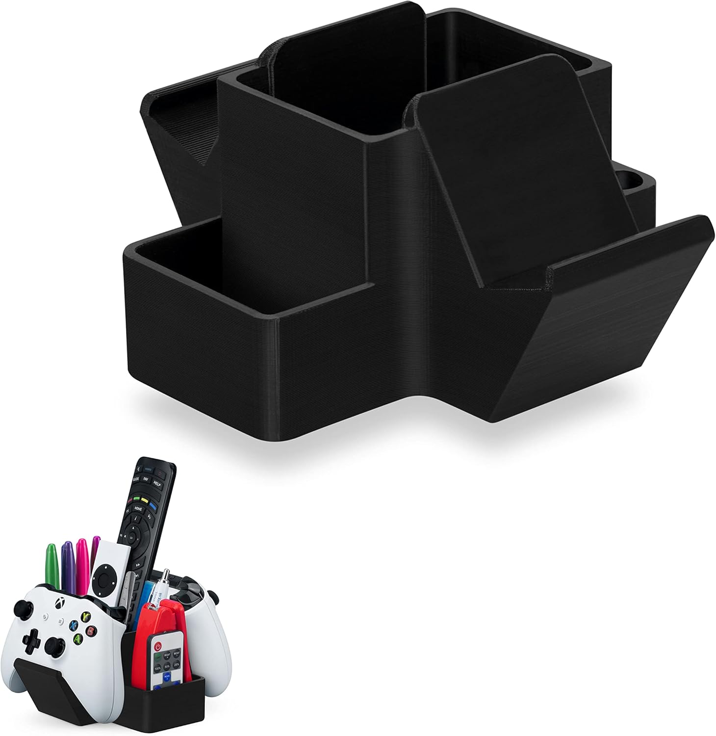 BRAINWAVZ Dual Game Controller, TV Remote Control & Stationary Storage Desktop Organizer Holder, Universal Design for Xbox ONE PS5 PS4 PC Gamepads, Reduce Clutter (D03)
