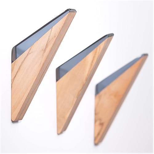 Miniatura 10 de Gancho de pared (juego de 3, transparente). Madera de olivo maciza y resina acrílica. Moderno de mediados de siglo, minimalista, escandinavo, para