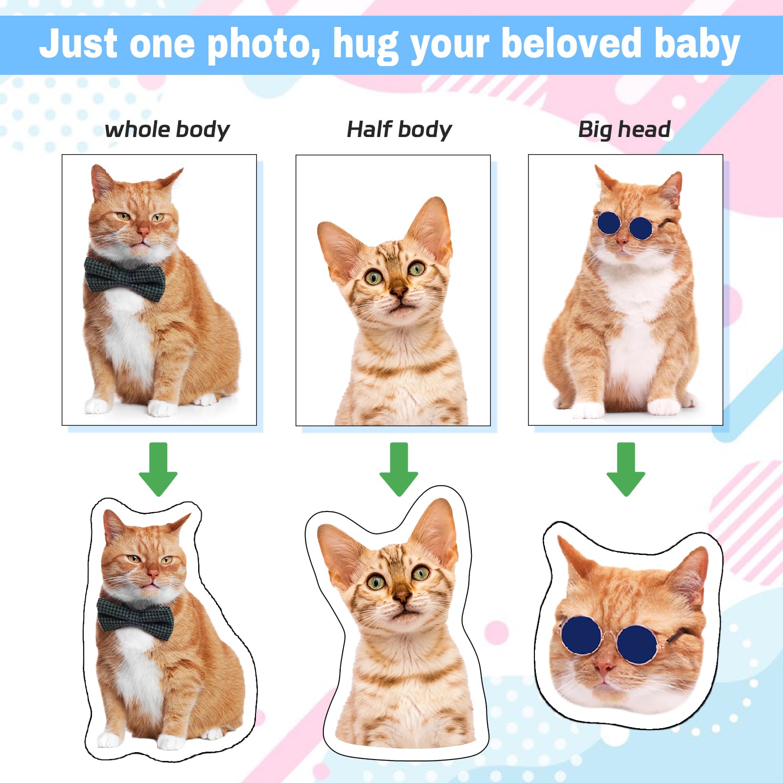 Personalisiertes Körperkissen Mit Katzen/Hunde-Foto - 3D-Druck Deines Lieblings, 1,5m Lang