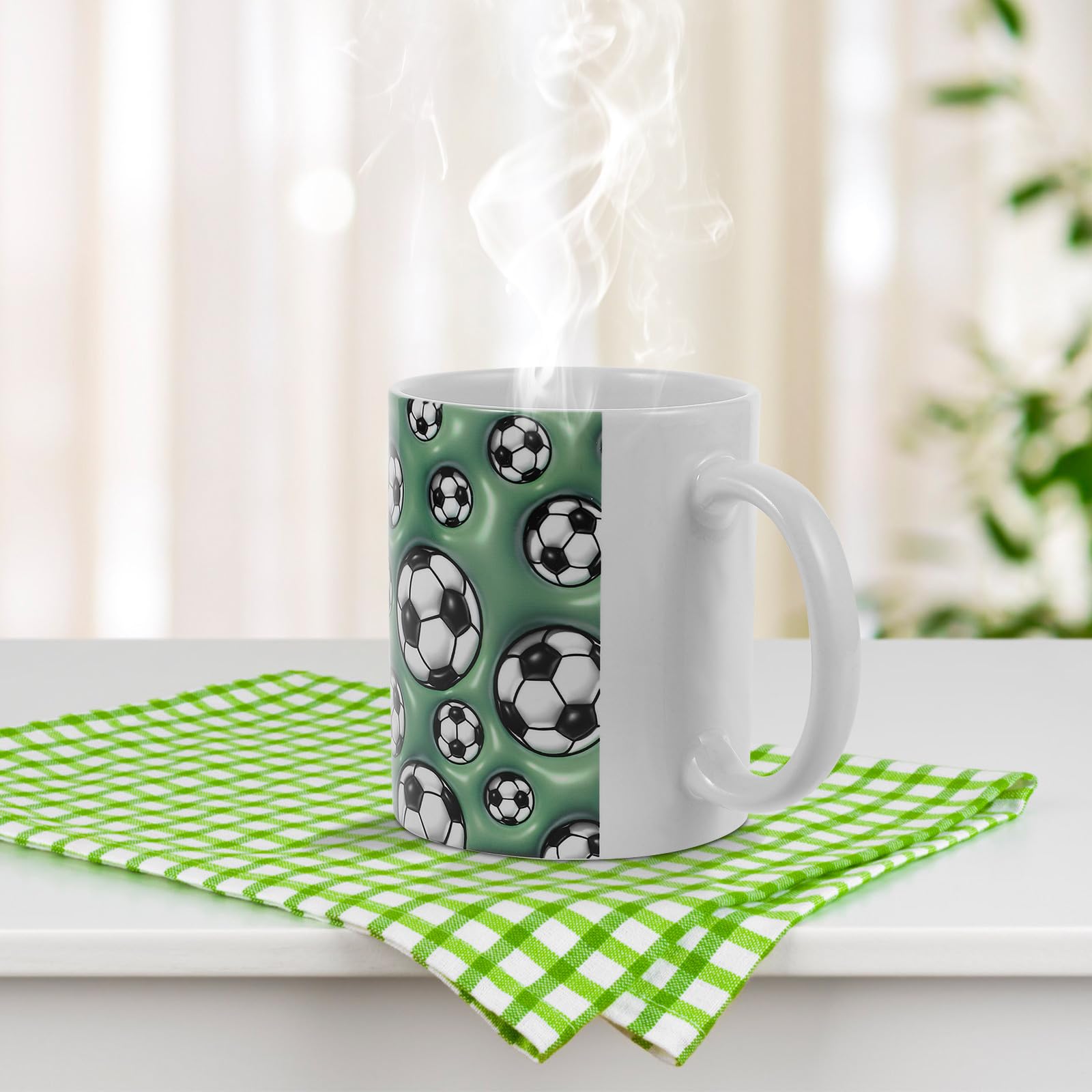 STOBAZA 5 Pezzi Tazza da Caffè in Ceramica Tema Calcio per Appassionati