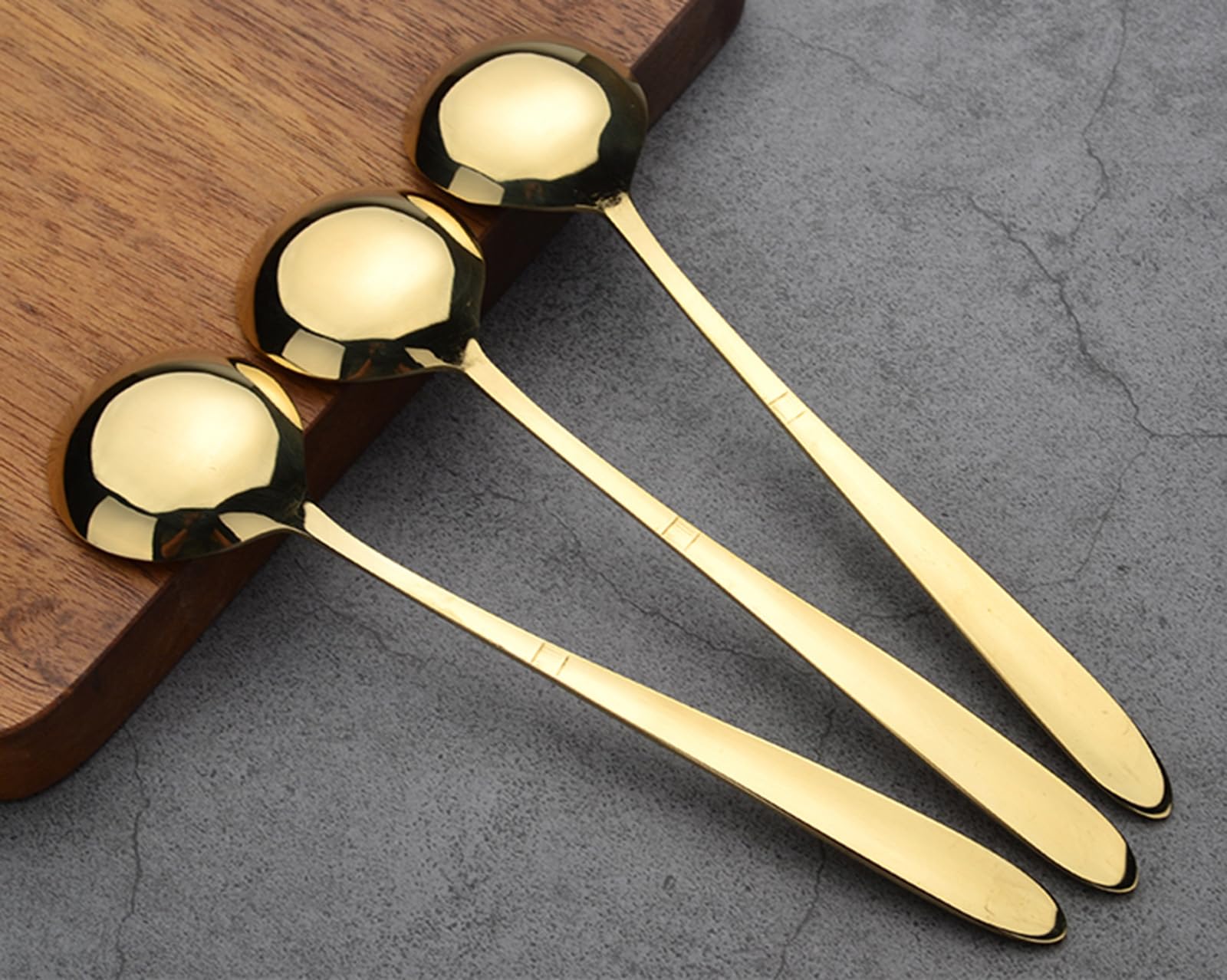Cuillère à soupe 100 % cuivre pur, 16,5 cm en laiton forgé artificiellement finition miroir, cuillère à soupe de style japonais, adaptée pour la maison, les restaurants, les desserts, les gâteaux, la