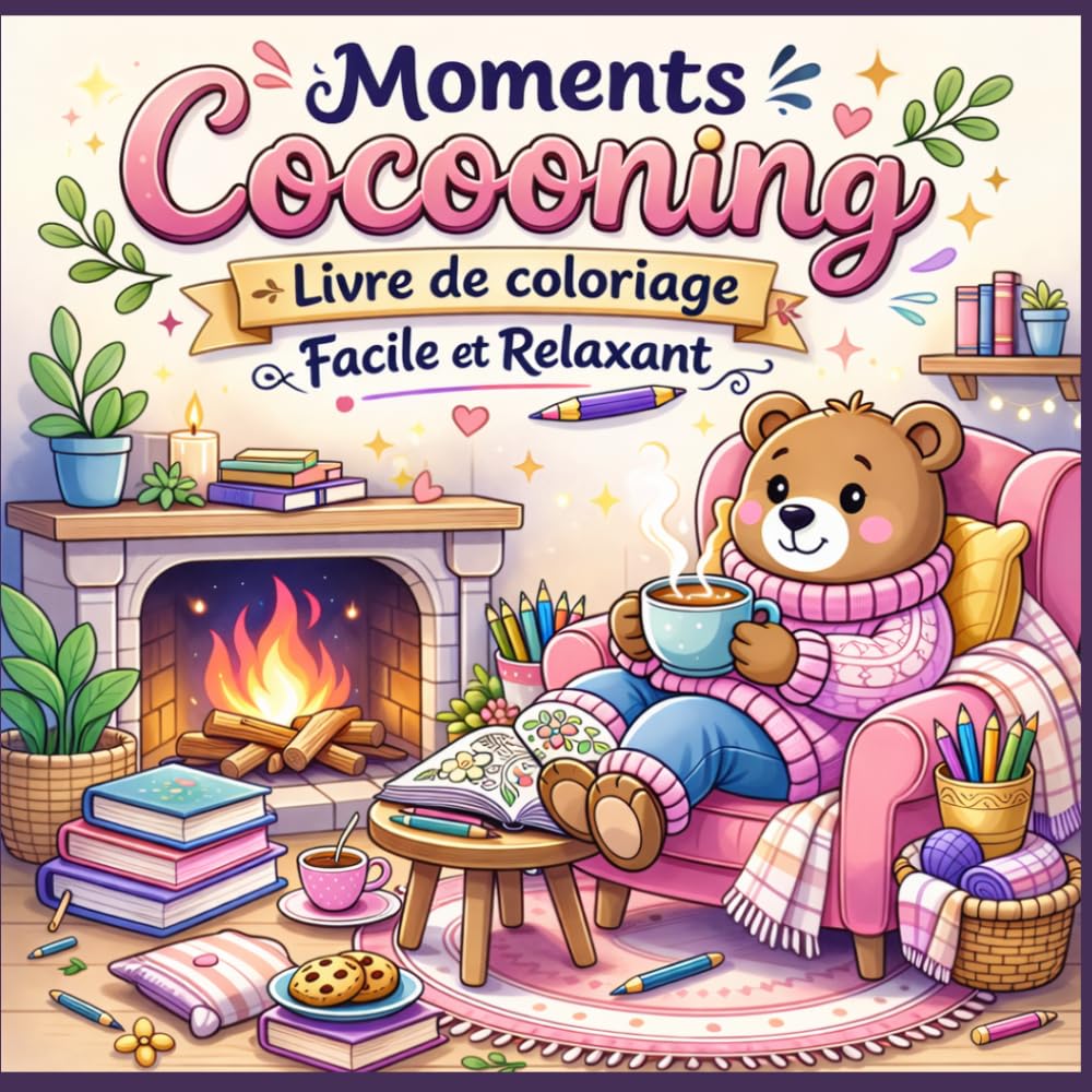 Moments Cocooning – Coloriages Cosy & Kawaii: 48 illustrations mignonnes d’animaux pour se détendre, se relaxer et colorier en douceur
