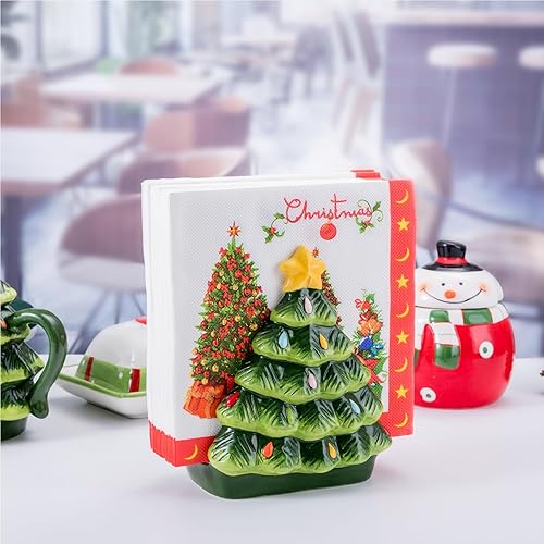 Miniatura 6 de HPYNPES Servilletero de árbol de Navidad - Diseño de cerámica pintado a mano