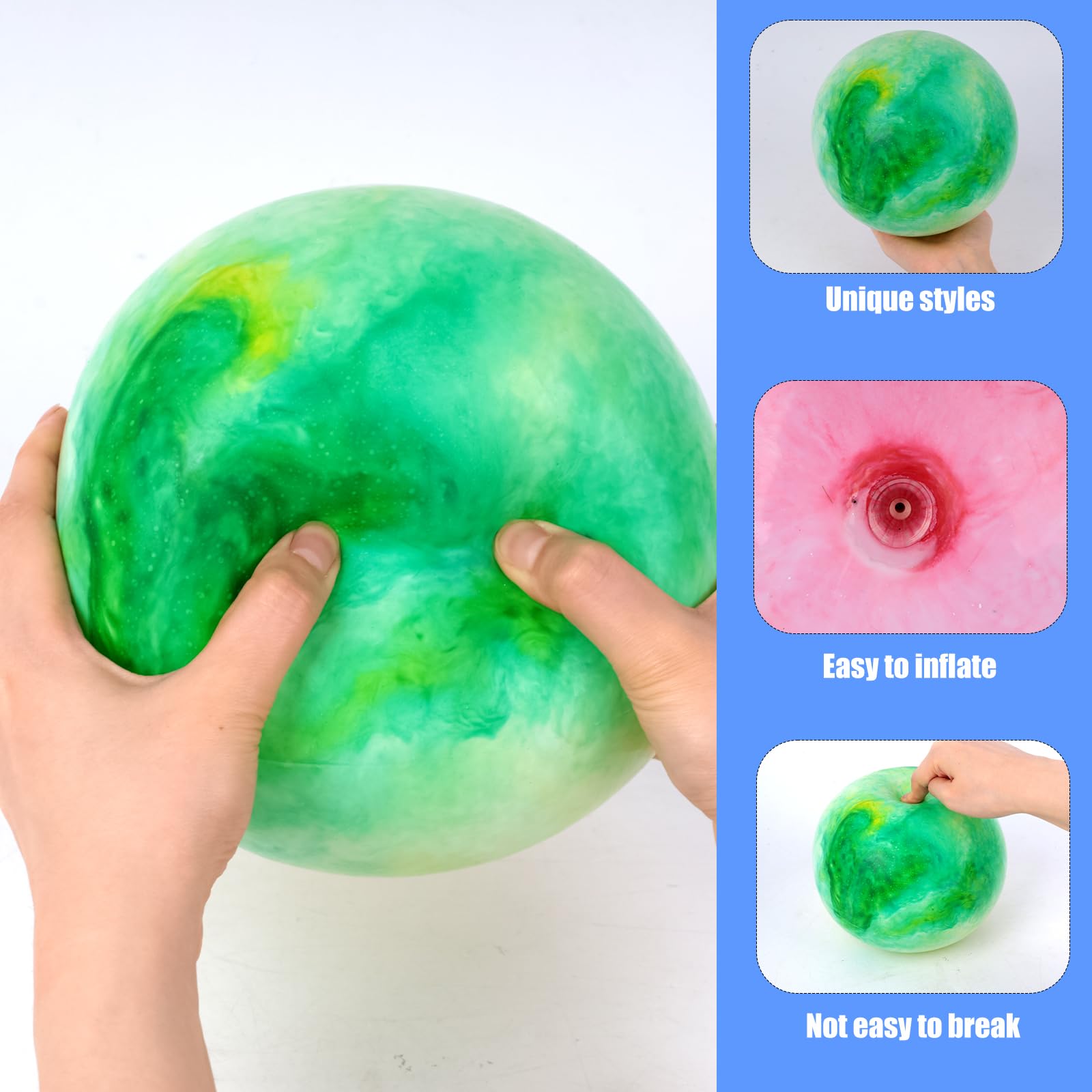 Pelota inflable para patio de recreo, 5 bolas hinchables marmoleadas de 9 pulgadas, pelotas sensoriales de goma para niños y adultos, juegos de interiores y exteriores, regalos de fiesta en 3