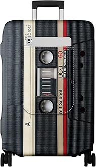 Slohif Luggage Cover for Suitcase Tsa Approved Protector - Luggage Sleeve Large Suit Case Cover Travel Stretch Baggage Case Protective Washable Fit 31-32 Inch Black Tape XL