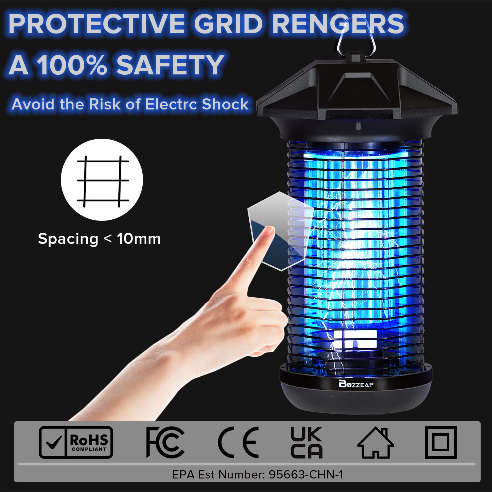 Bug Zapper, Lampada Antizanzare Elettrica, Lampada Zanzare 4200V 18W UV Zanzarie 711181643503