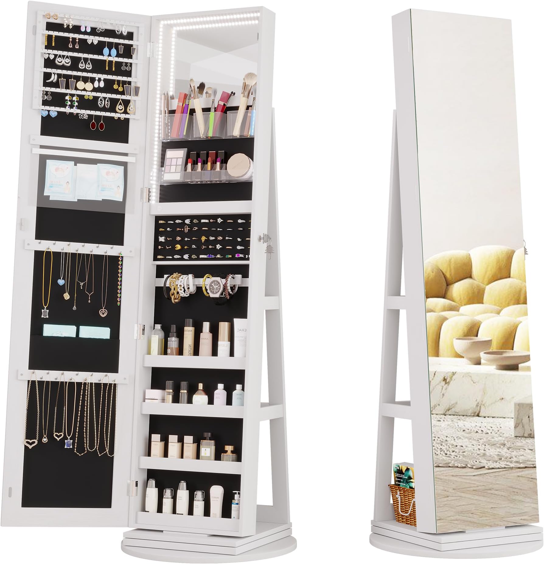 360° Swivel Jewellery Mirror Armoire, Full Length