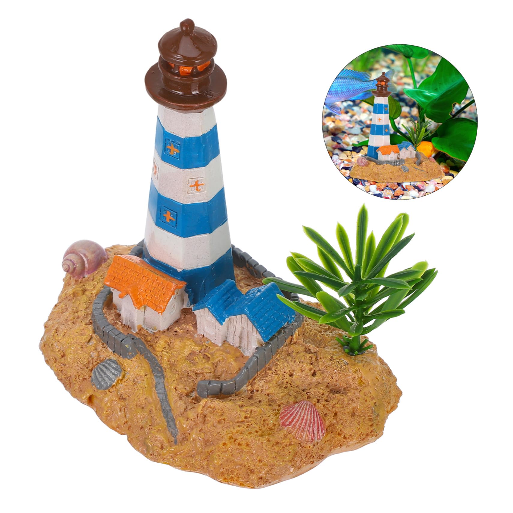 OUNONA 2 Pezzi Di Ornamenti Per Acquario Decorazione Acquatica Per Acquario Decorazione Costiera Ornamento Da Tavolo Per Acquario Castello Faro Nautico Acquari A LED Ornamento