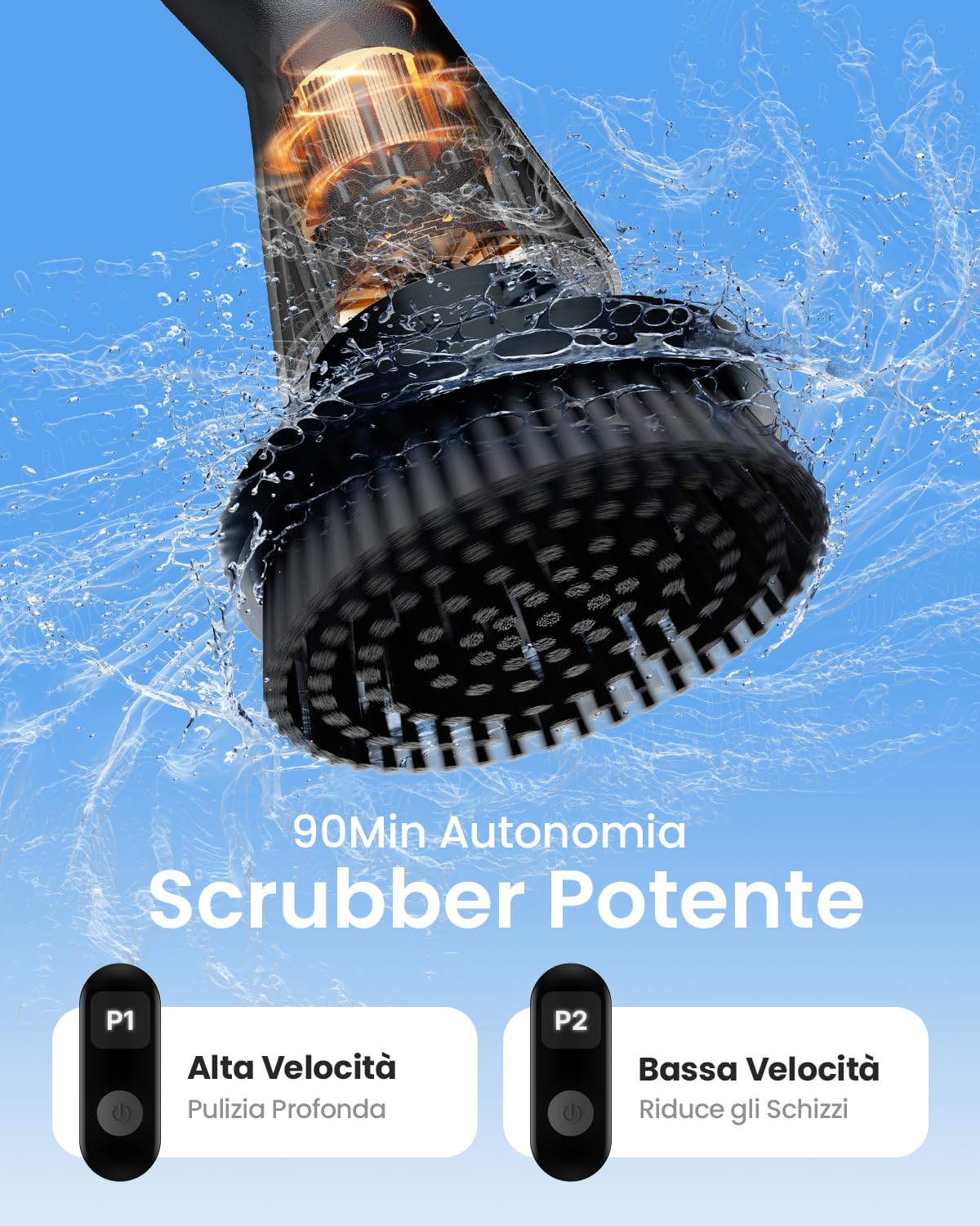 Leebein Spazzola Rotante Pulizia Casa, 2025 Spazzola Elettrica per Pulizia, Impermeabile IPX7 con 7 Testine, Manico Estensibile e 2 Velocità per Bagno, Pavimenti e Cucina